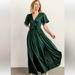 Baltic Born | Dresses | Baltic Born Sicily Satin Maxi Dress In Emerald Green  | Poshmark